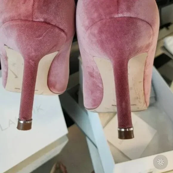 Manolo Blahnik PINK Velvet Hangisi , RARE! size 38.5 - Picture 11 of 17